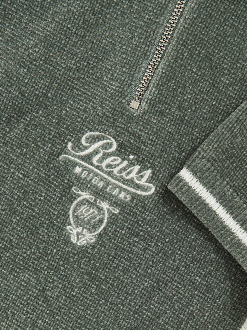 9-13 yrs Chenille Tipped Motor Cars Polo Shirt Dark Sage Green/White | Children