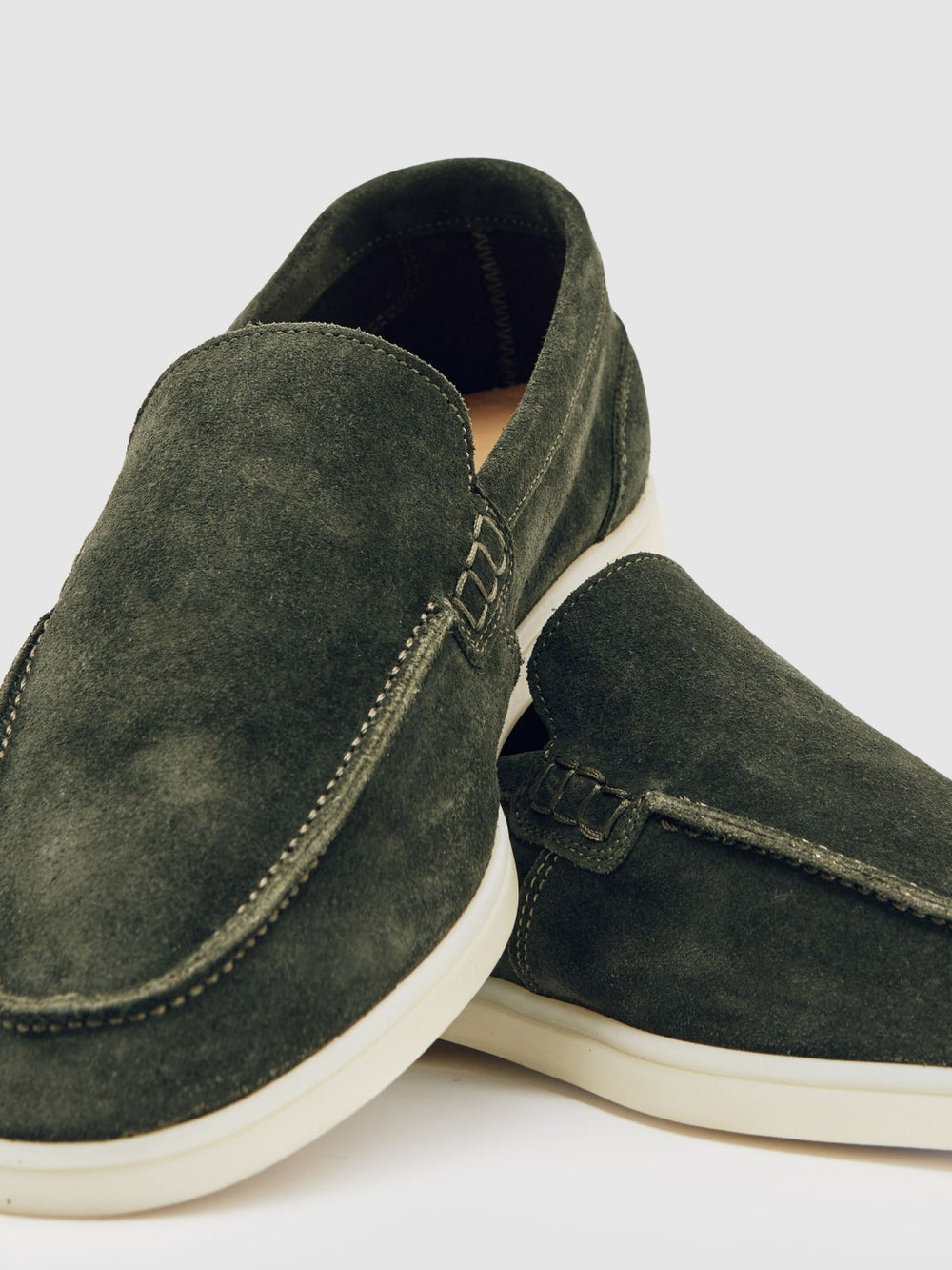 Suede Slip-On Loafers Forest Green | Mens