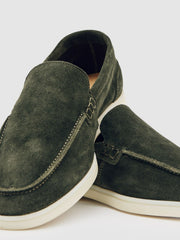 Suede Slip-On Loafers Forest Green | Mens