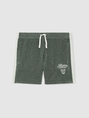13-14 yrs Chenille Tipped Motor Cars Shorts Dark Sage Green/White | Children