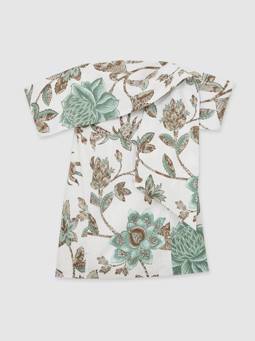 Sculpted Off-Shoulder Floral Mini Dress Linen-Cotton Ivory | Womens