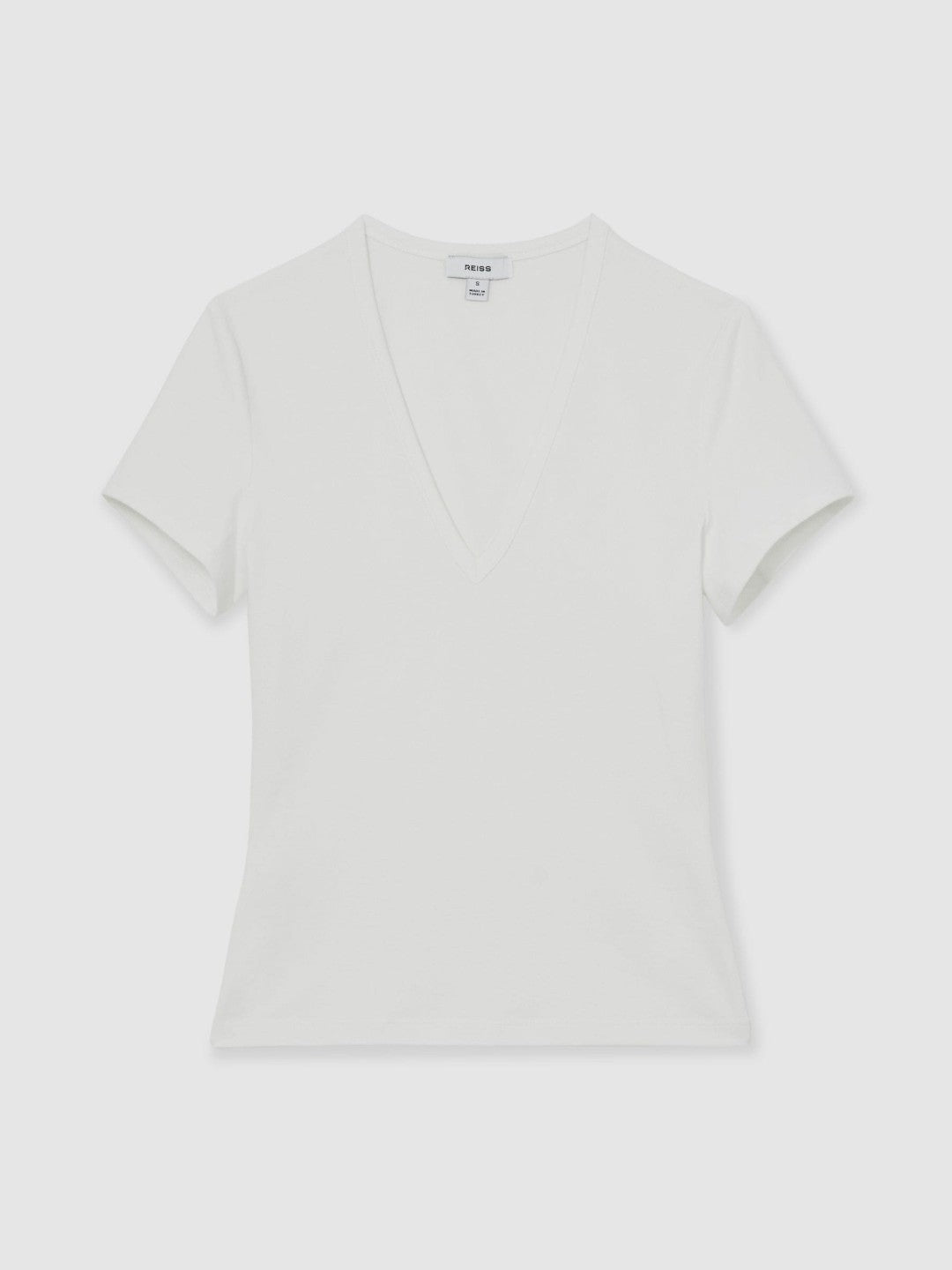 Stretch Cotton V-Neck T-Shirt White | Womens