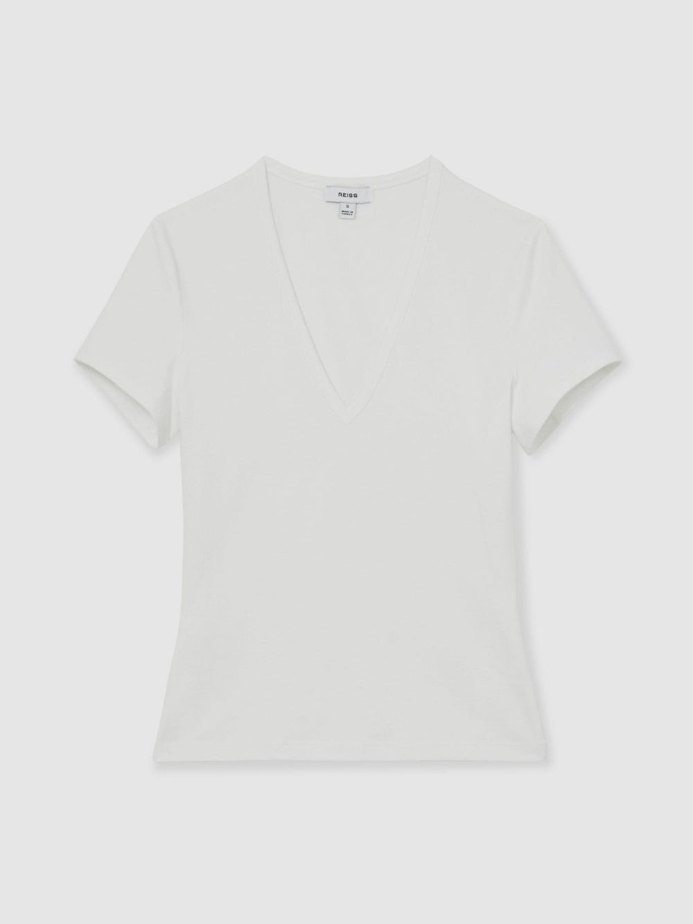 Stretch Cotton V-Neck T-Shirt White | Womens