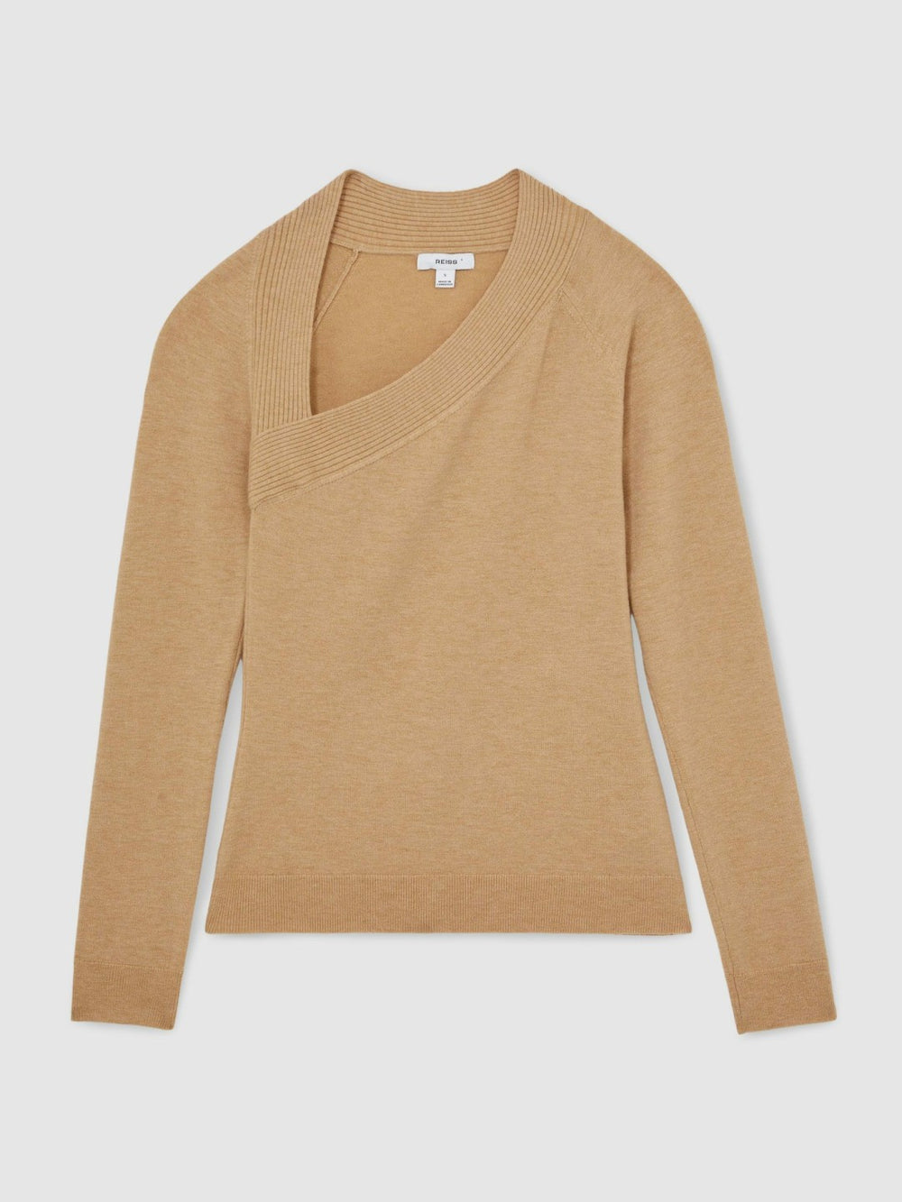 Wool-Blend Asymmetric Knit Top Camel | Womens