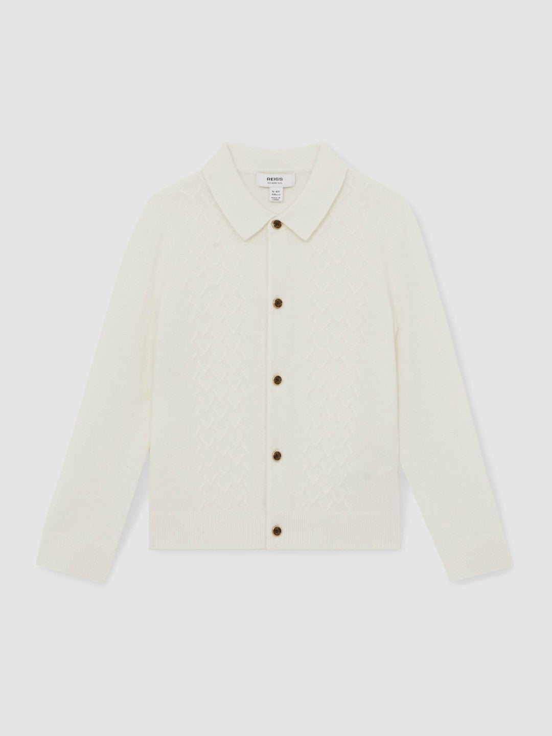 13-14 yrs Wool V-Stitch Button-Through Cardigan Off White | Children