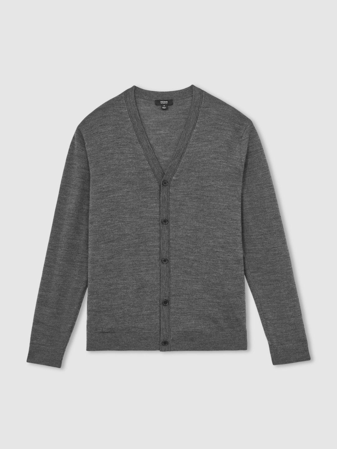 Merino Wool Button-Through Cardigan Derby Grey Melange | Mens