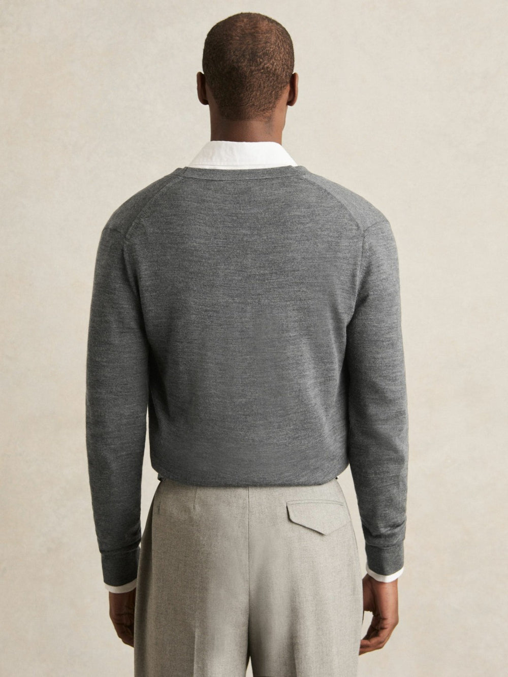 Merino Wool Button-Through Cardigan Derby Grey Melange | Mens