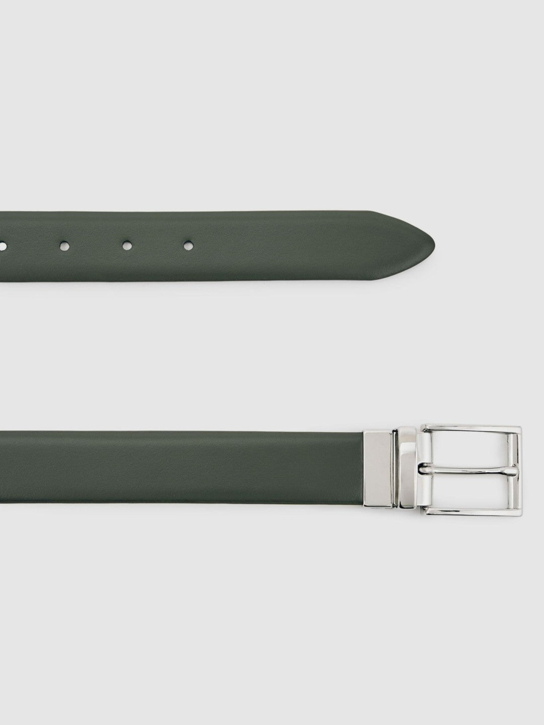 Reversible Leather Belt Forest Green/Off White | Mens