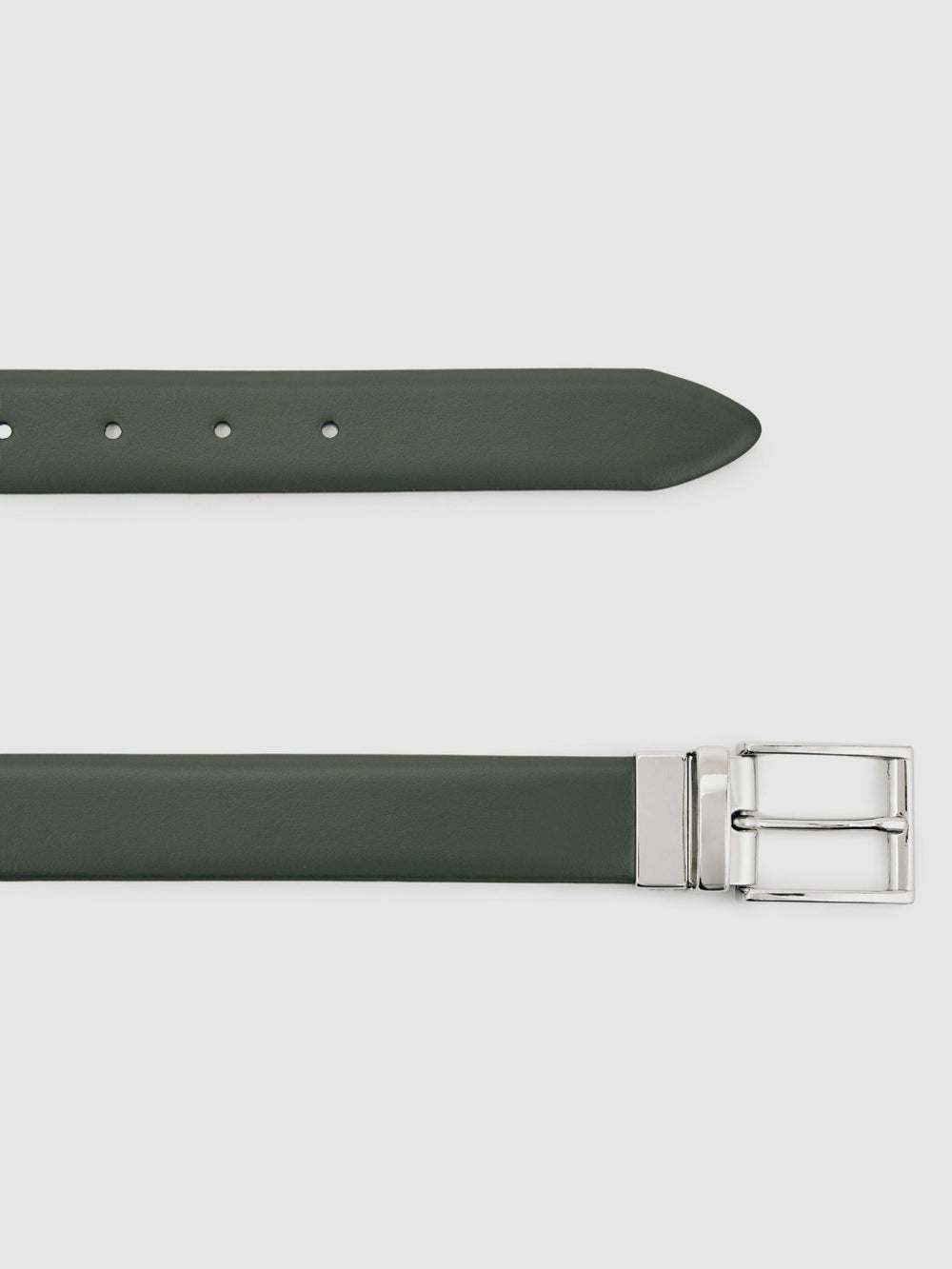 Reversible Leather Belt Forest Green/Off White | Mens