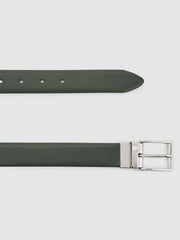 Reversible Leather Belt Forest Green/Off White | Mens