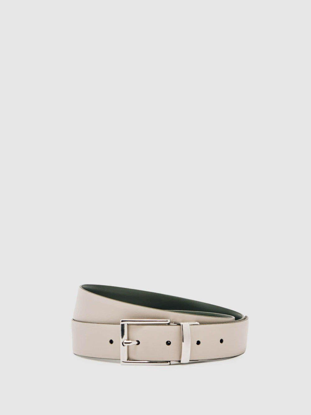 Reversible Leather Belt Forest Green/Off White | Mens