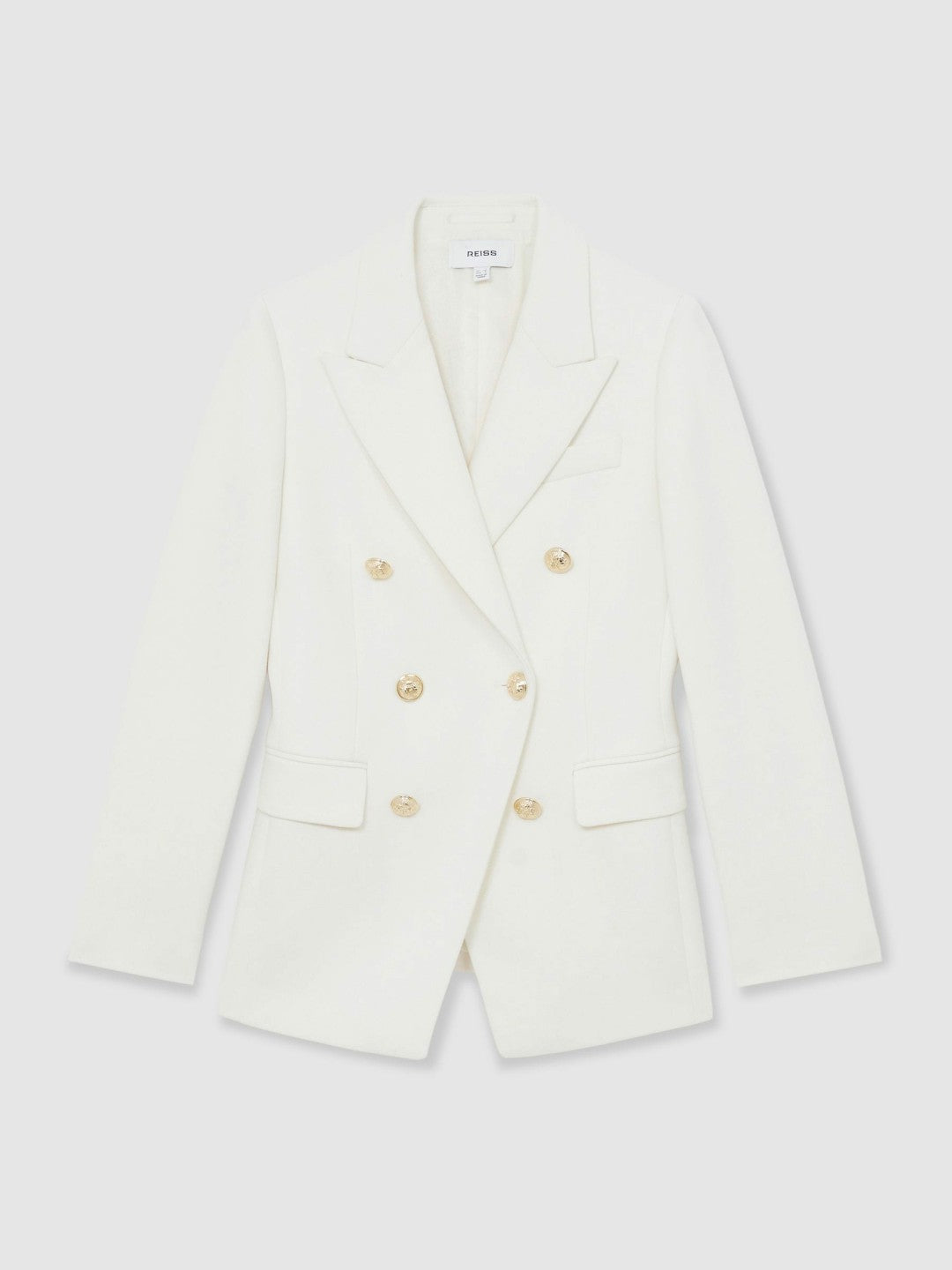 Double-Breasted Twill Suit Blazer With Wool White | Womens