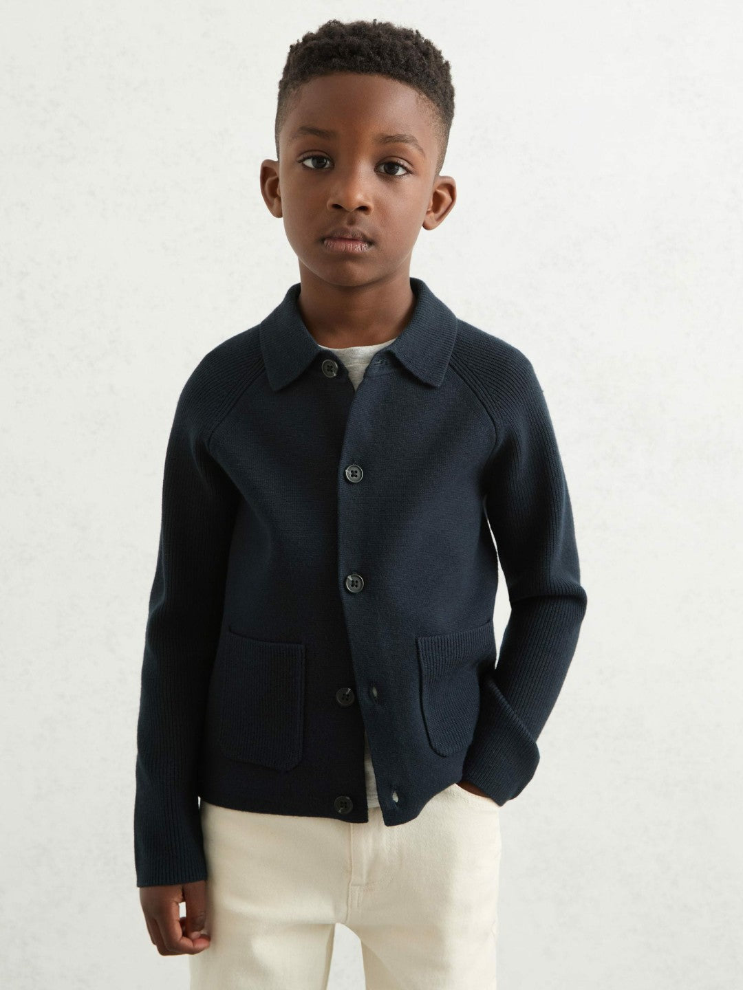 9-13 yrs Button-Through Knitted Cardigan Navy | Children