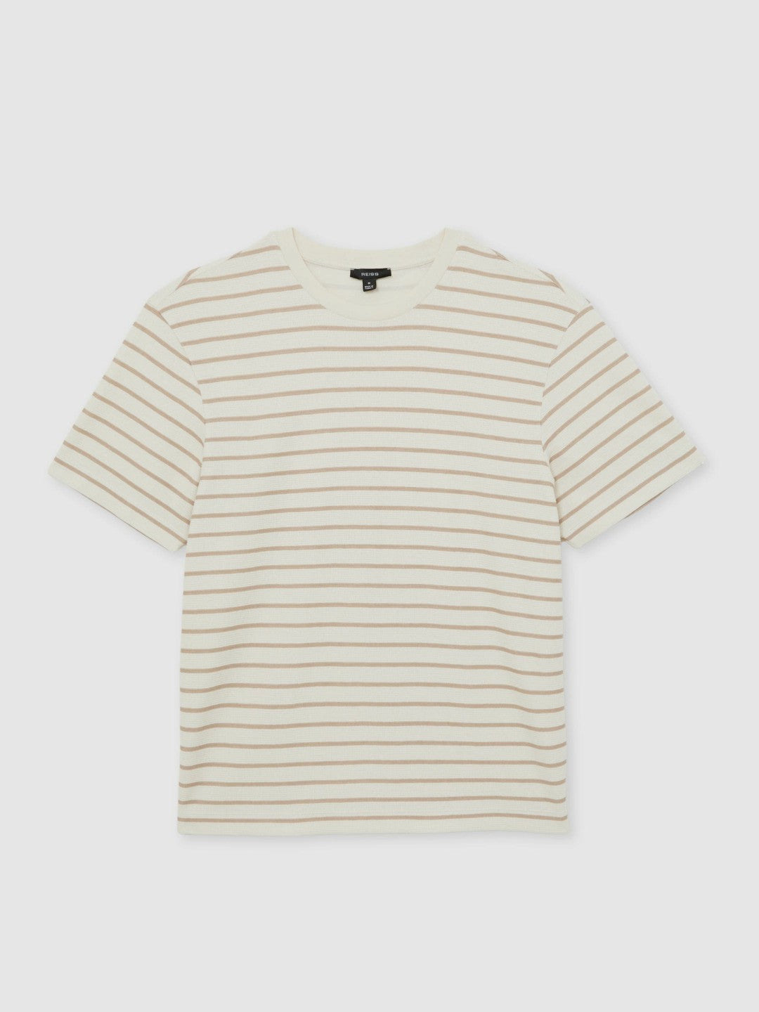 Cotton Textured Stripe T-Shirt Oatmeal/White | Mens