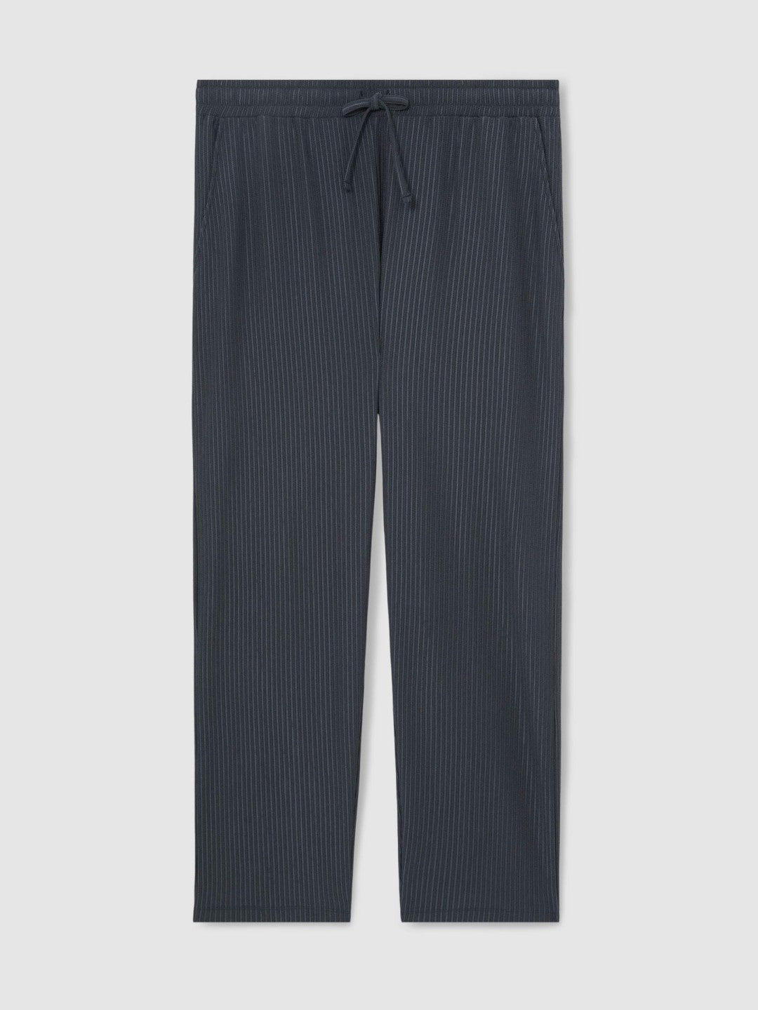 Textured Stripe Drawstring Trousers Petrol Blue | Mens
