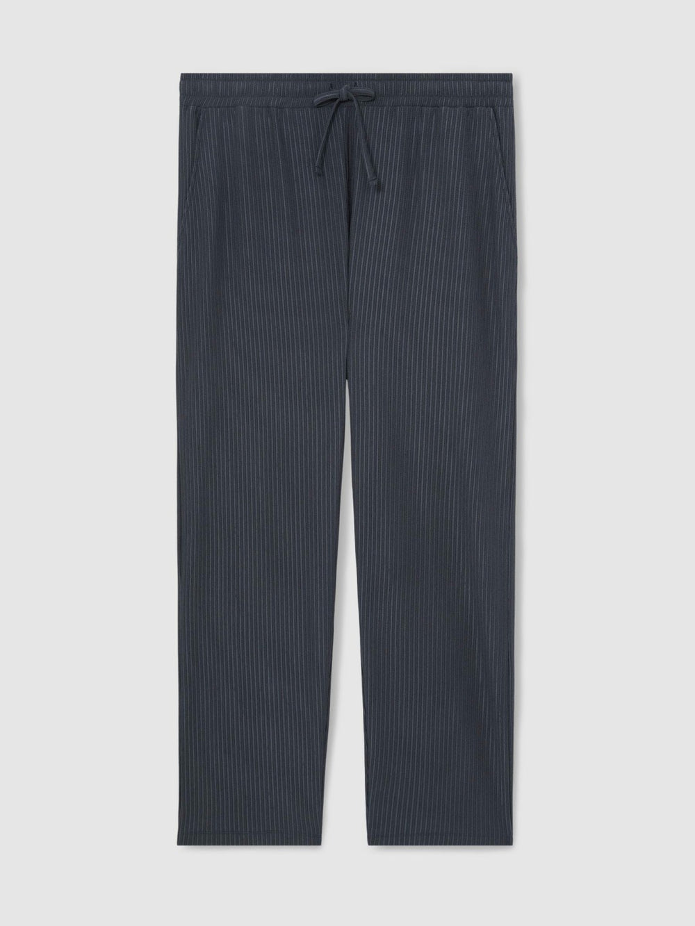 Textured Stripe Drawstring Trousers Petrol Blue | Mens