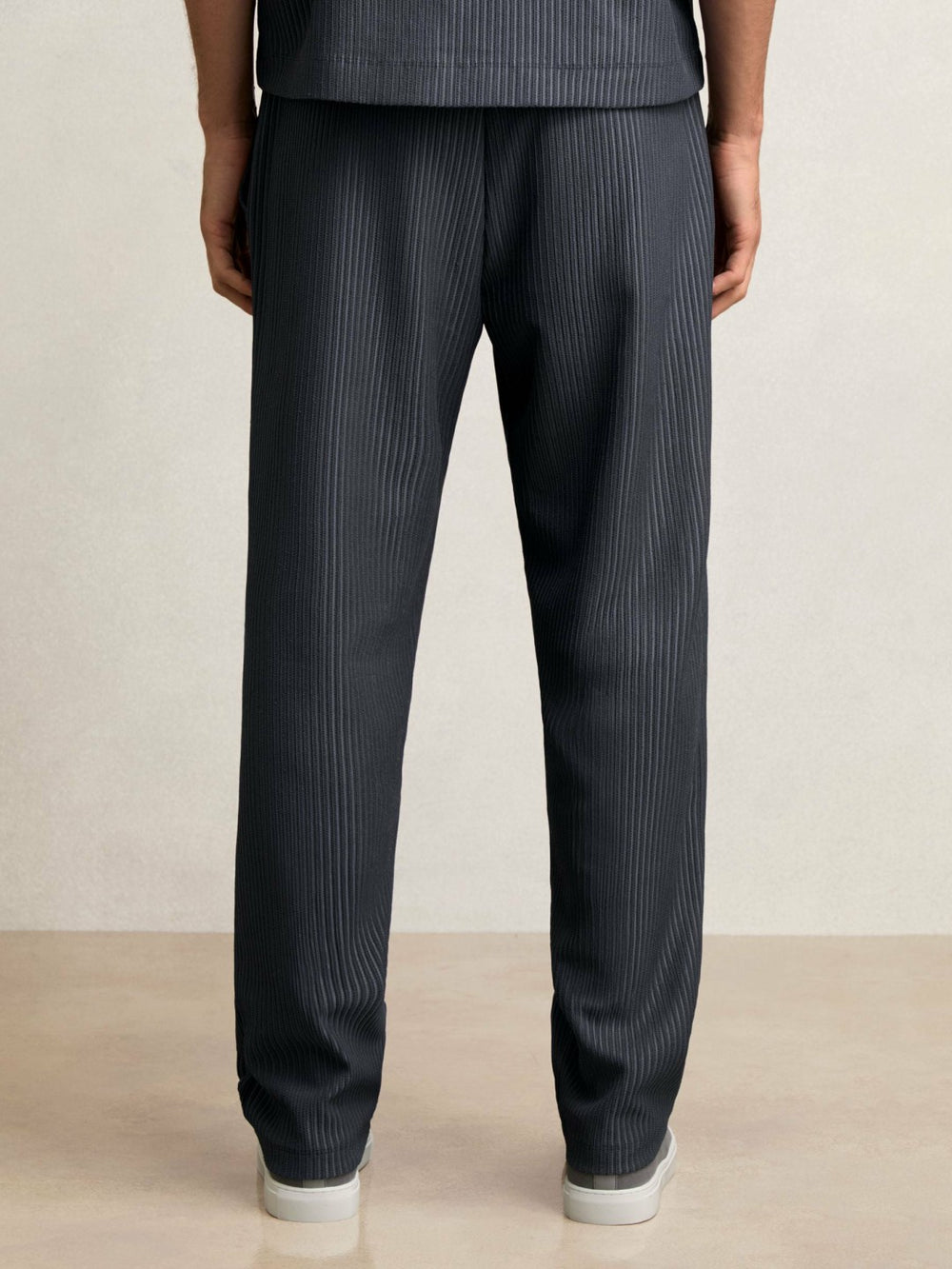 Textured Stripe Drawstring Trousers Petrol Blue | Mens