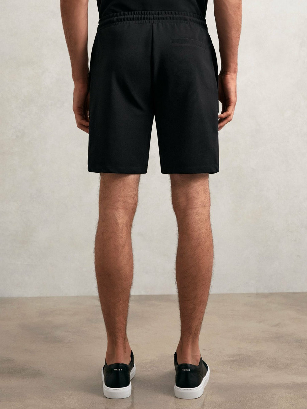 Textured Drawstring Shorts Black | Mens