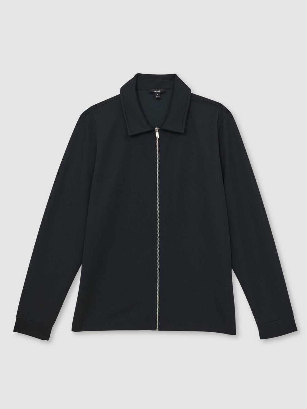 Textured Zip Through Overshirt Navy | Mens