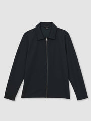 Textured Zip Through Overshirt Navy | Mens