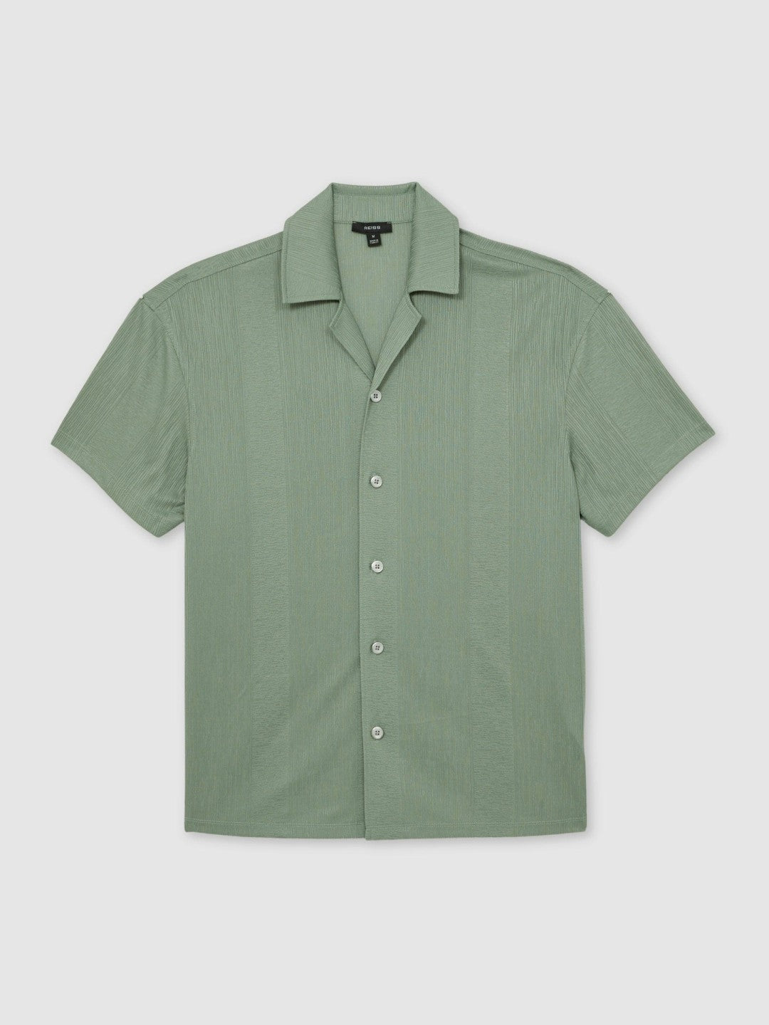 Jacquard-Stripe Cuban-Collar Shirt Mint Green | Mens