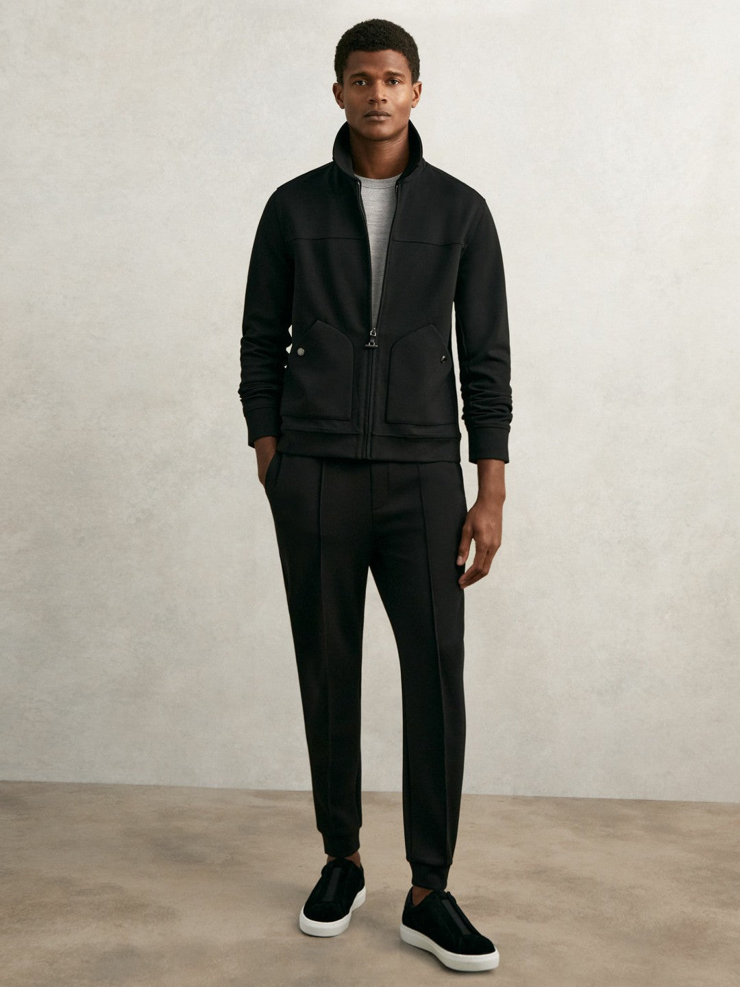 Interlock Zip Through Overshirt Black | Mens