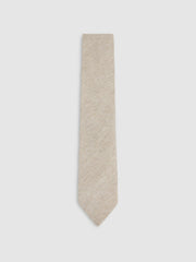 Wool-Silk Textured Tie Oatmeal | Mens