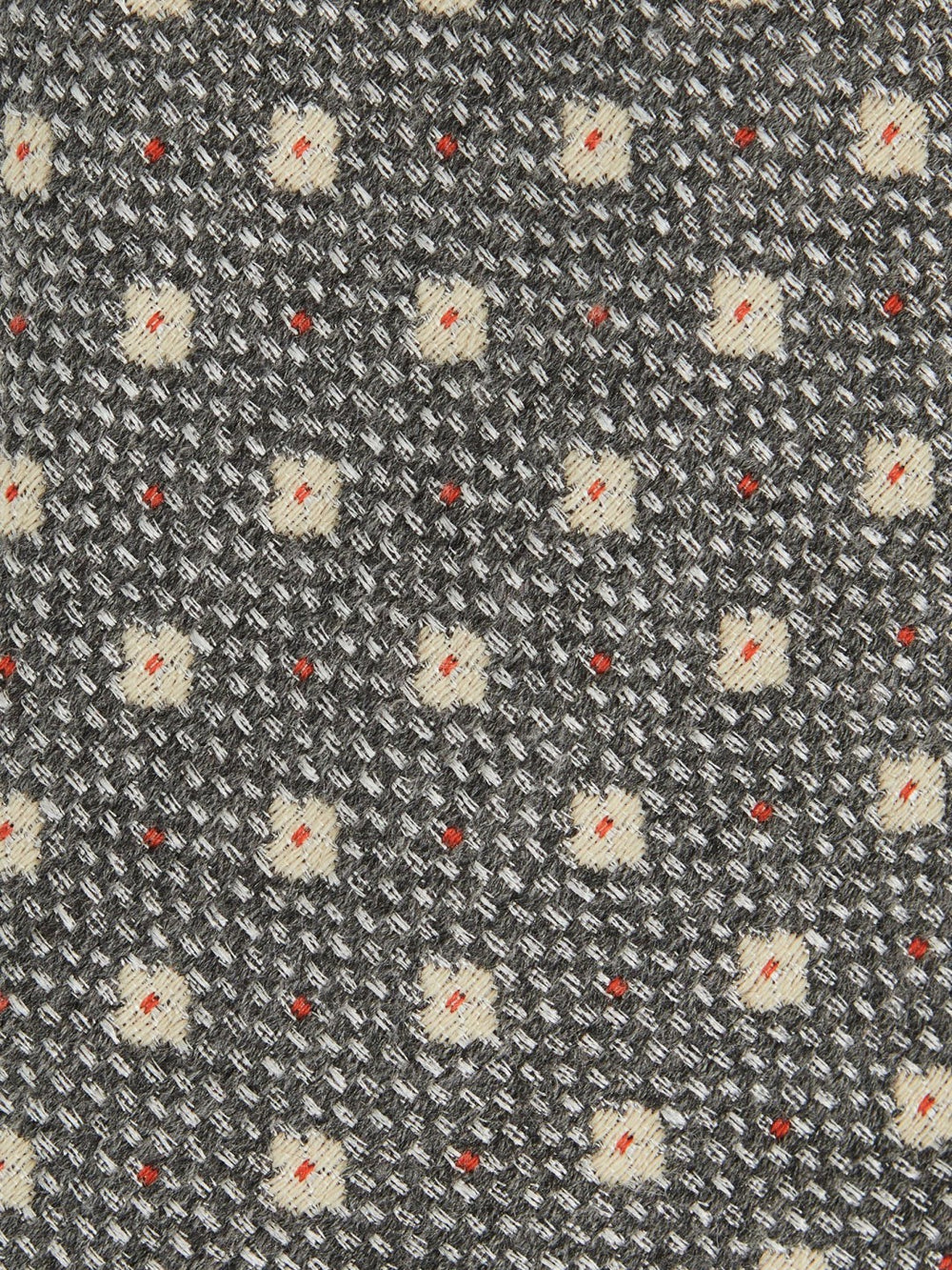 Wool-Silk Floral-Medallion Tie Grey | Mens