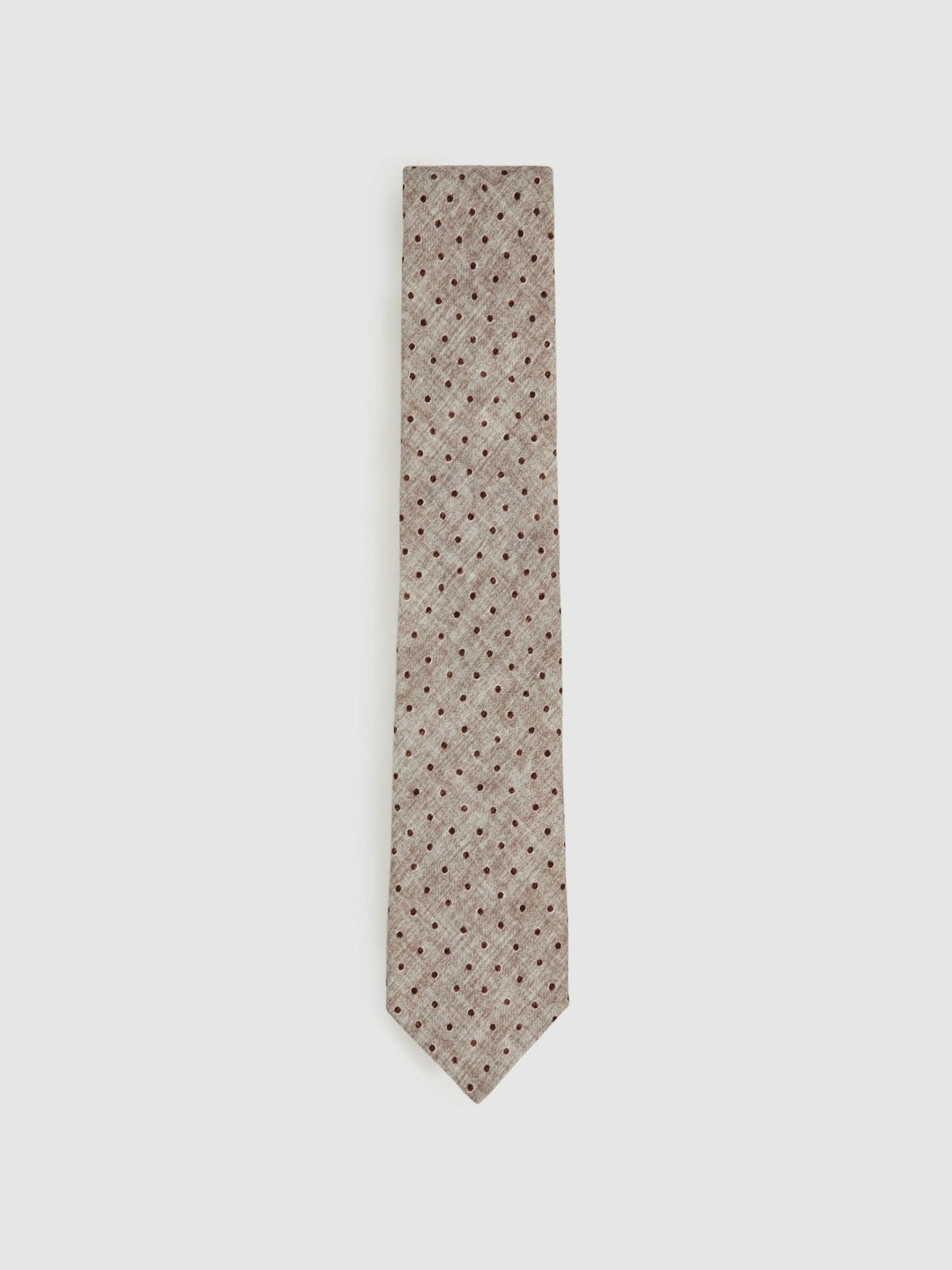 Wool-Cotton Polka-Dot Tie Grey Melange | Mens