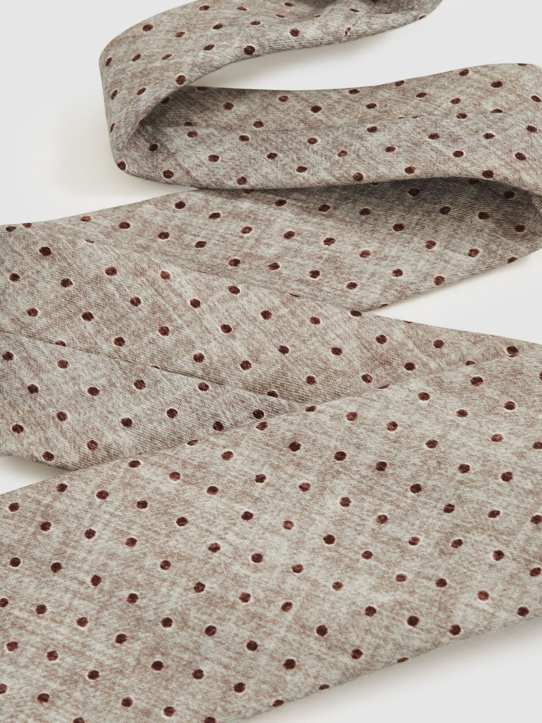 Wool-Cotton Polka-Dot Tie Grey Melange | Mens