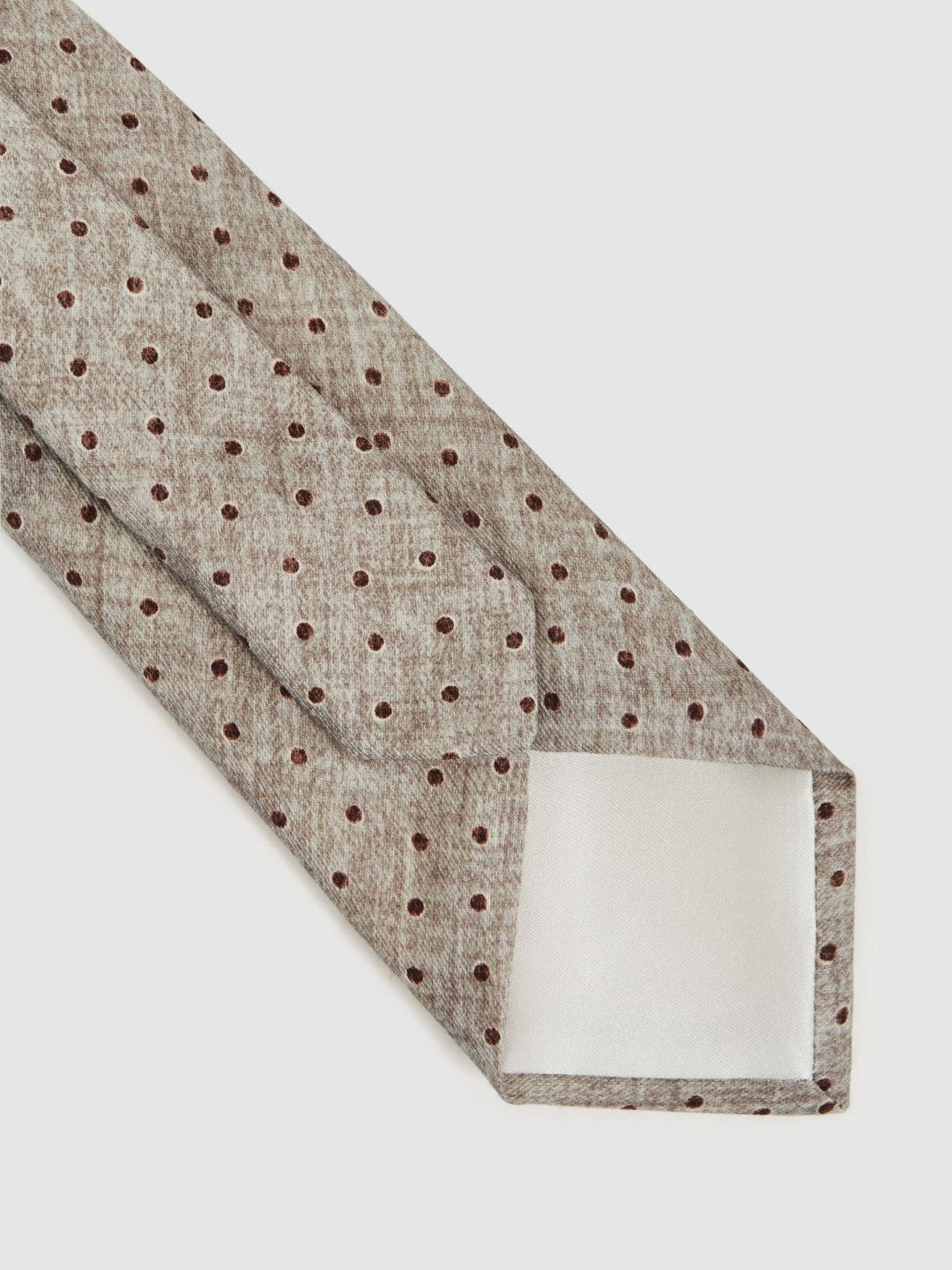 Wool-Cotton Polka-Dot Tie Grey Melange | Mens