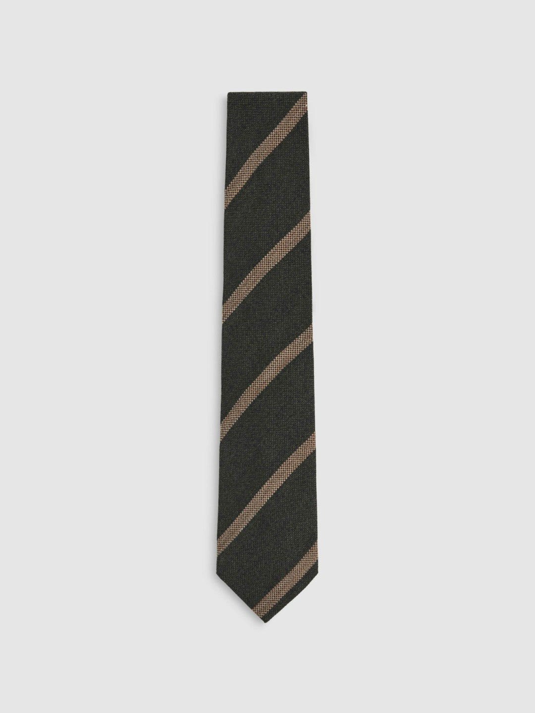 Wool-Silk Striped Tie Forest Green | Mens