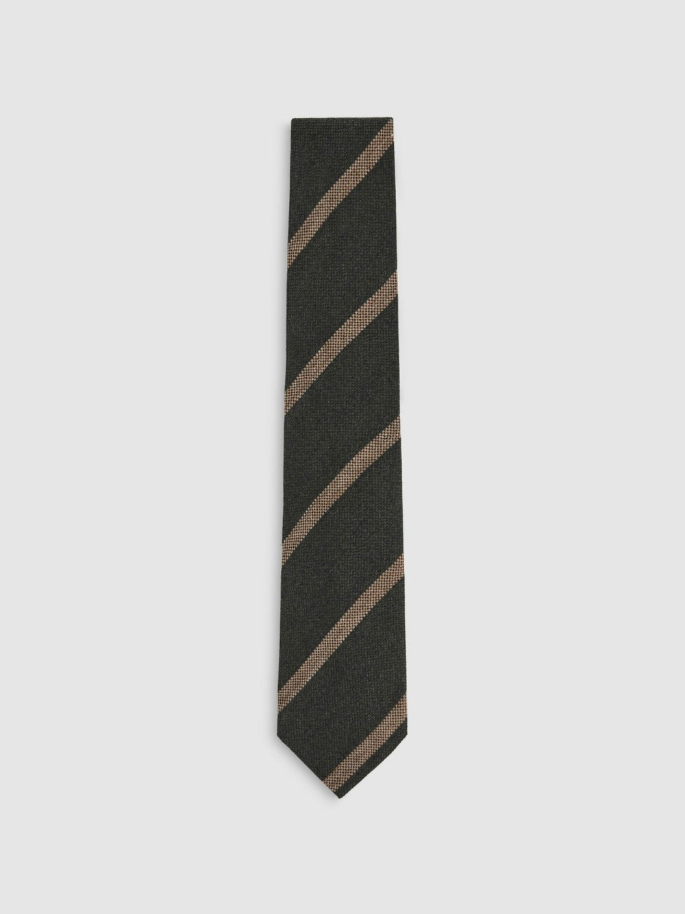 Wool-Silk Striped Tie Forest Green | Mens