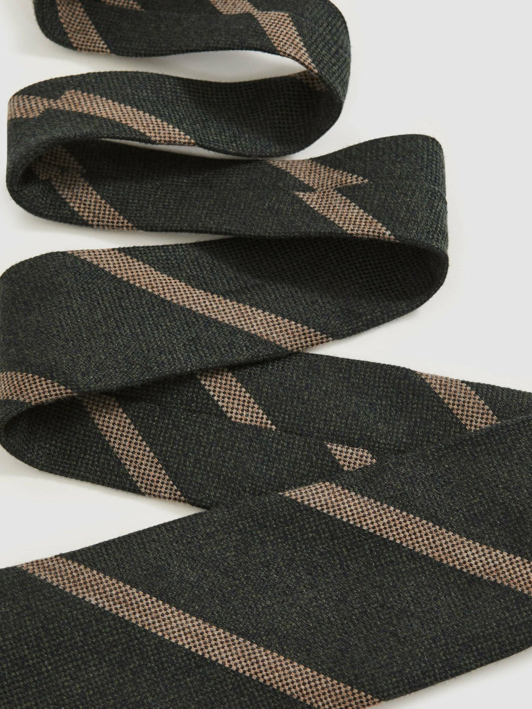 Wool-Silk Striped Tie Forest Green | Mens