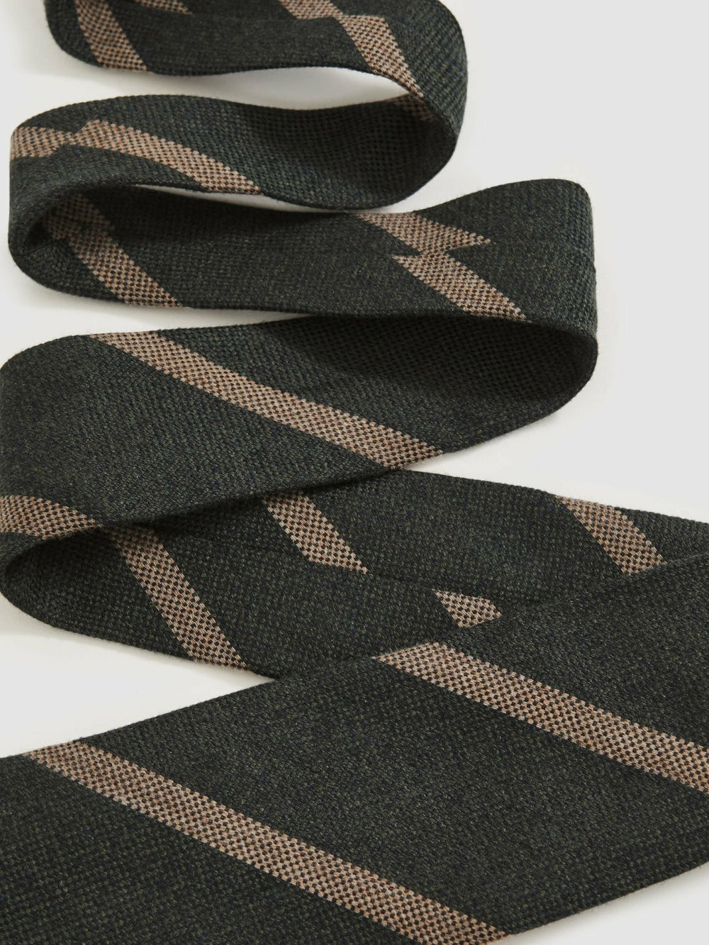 Wool-Silk Striped Tie Forest Green | Mens