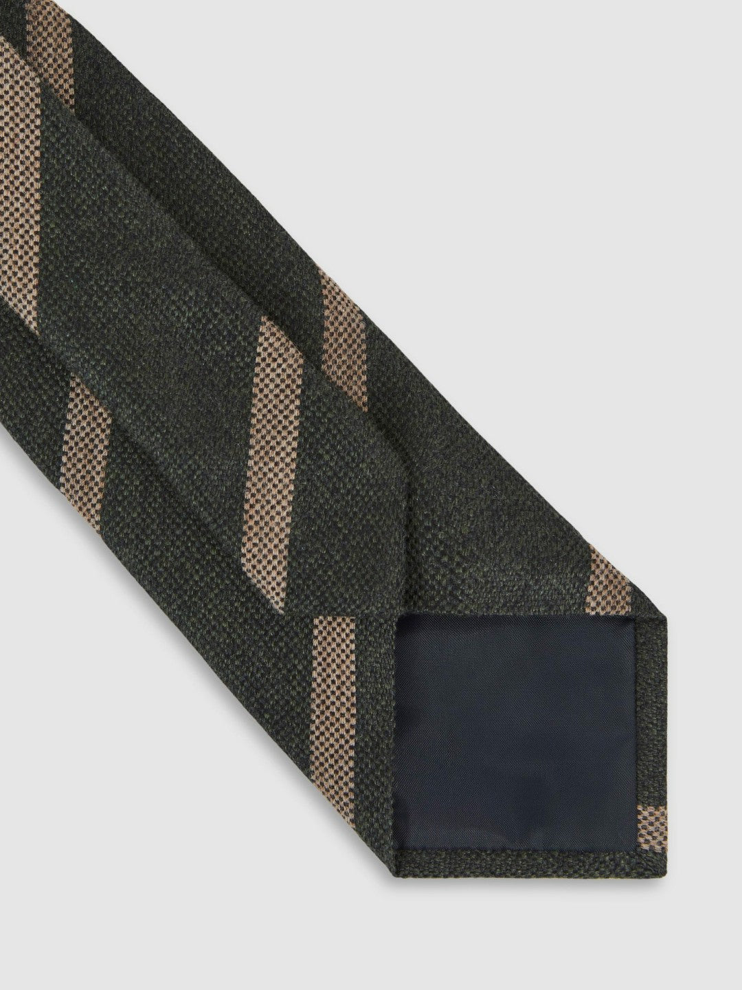 Wool-Silk Striped Tie Forest Green | Mens