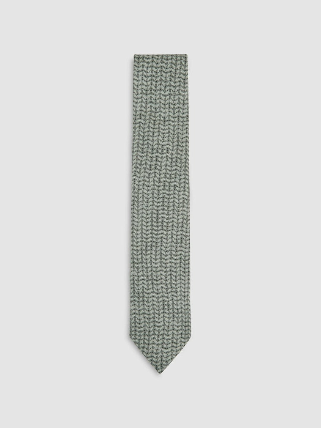 Silk Geometric-Chain Print Tie Sage | Mens