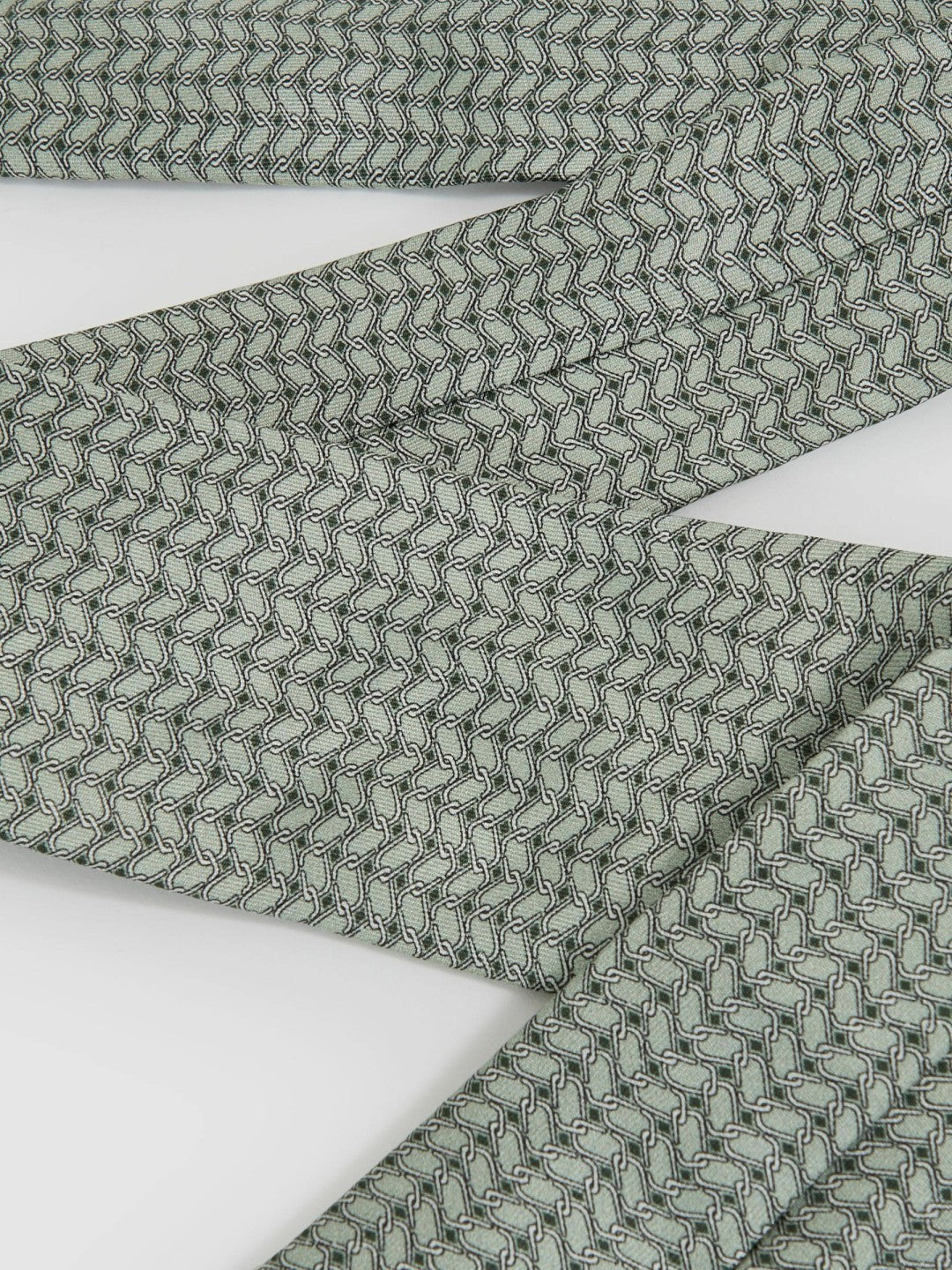 Silk Geometric-Chain Print Tie Sage | Mens