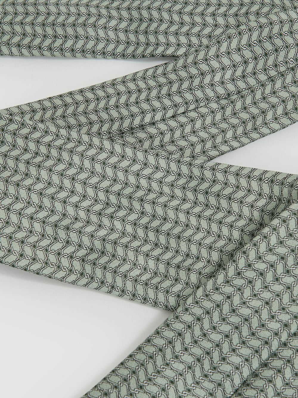 Silk Geometric-Chain Print Tie Sage | Mens