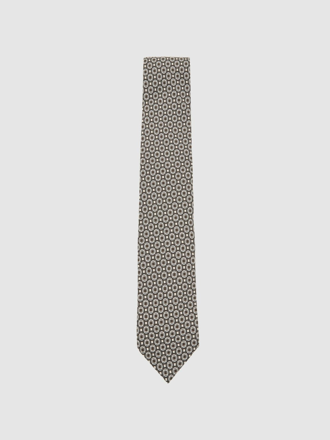 Silk Geometric-Print Tie Chocolate Brown Multi | Mens