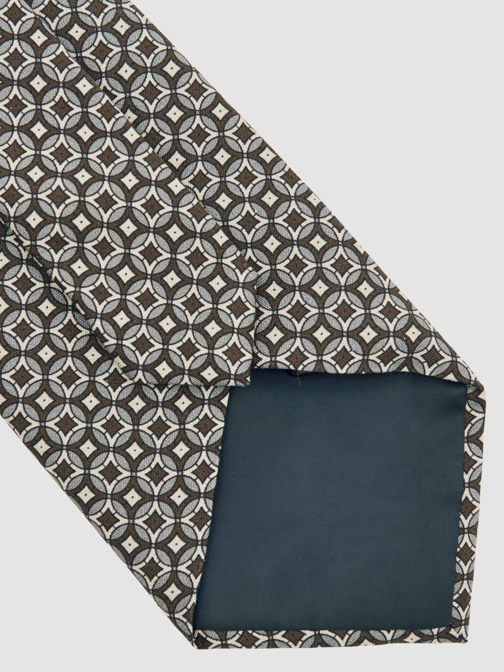Silk Geometric-Print Tie Chocolate Brown Multi | Mens
