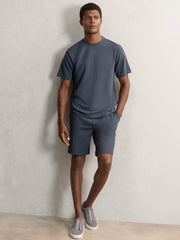 Textured Crew-Neck T-Shirt Airforce Blue | Mens