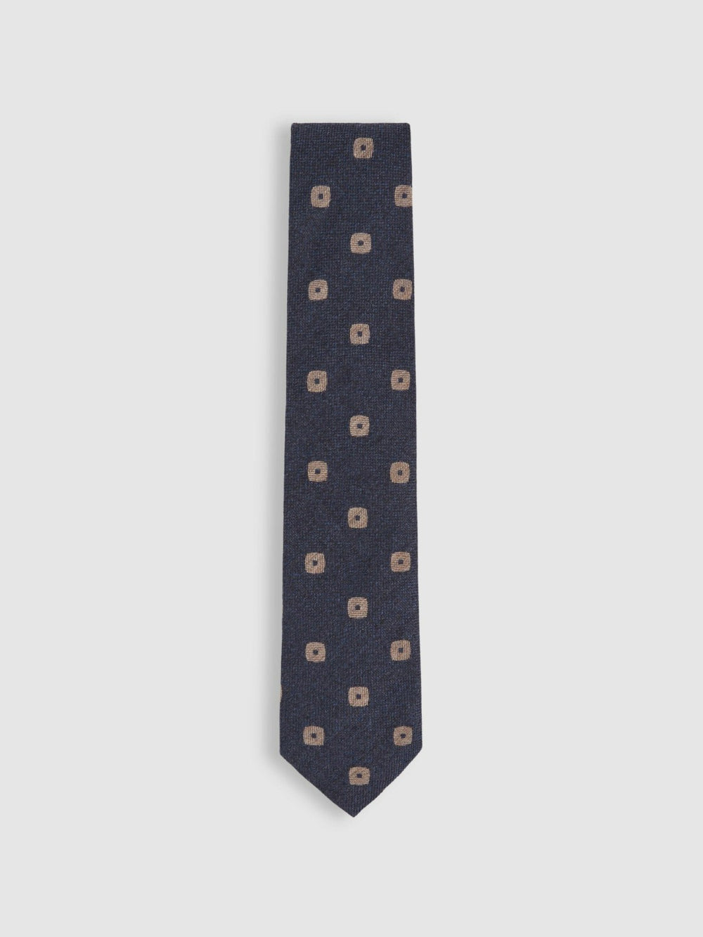 Silk-Wool Square-Medallion Tie Navy | Mens