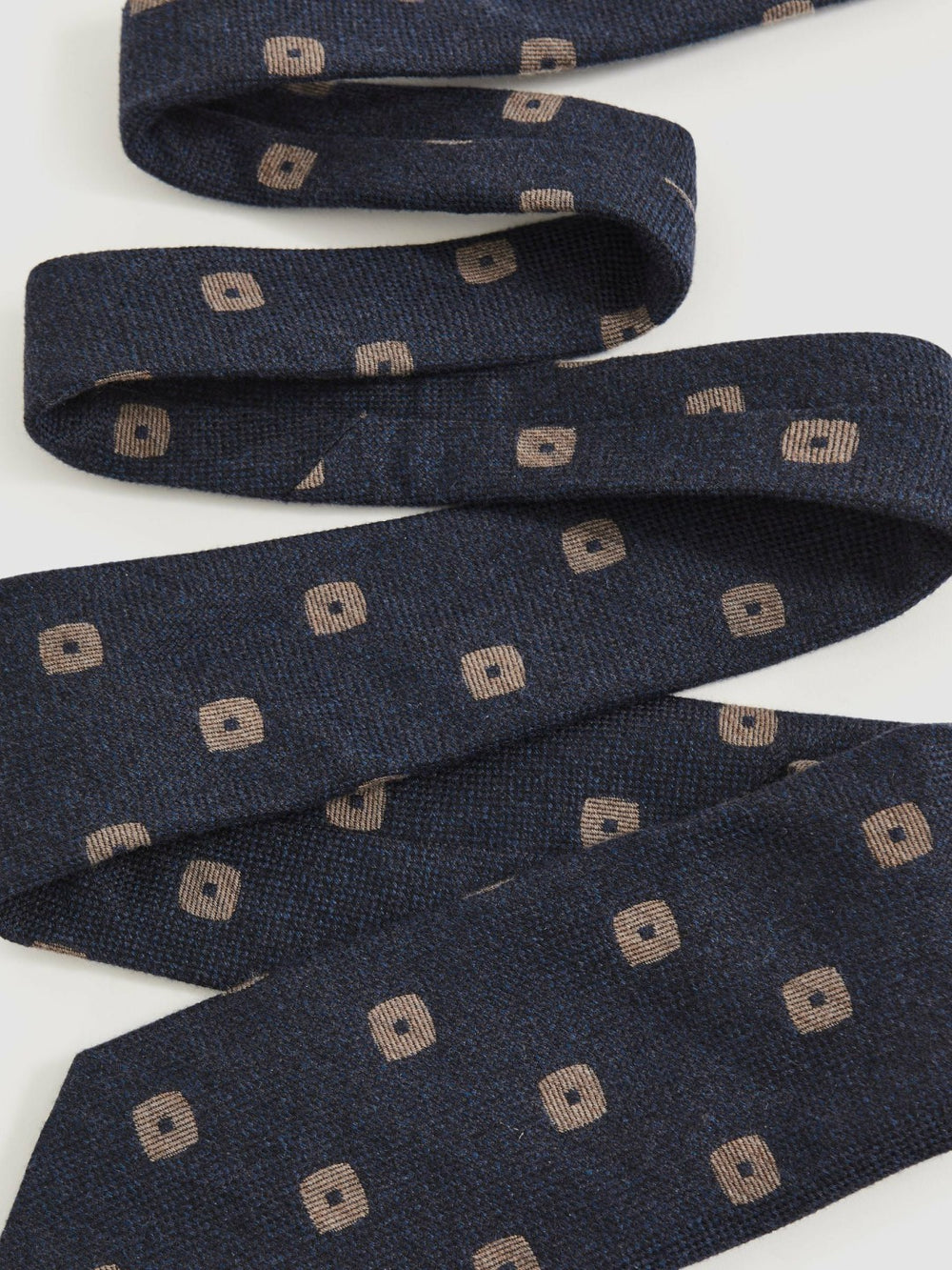 Silk-Wool Square-Medallion Tie Navy | Mens