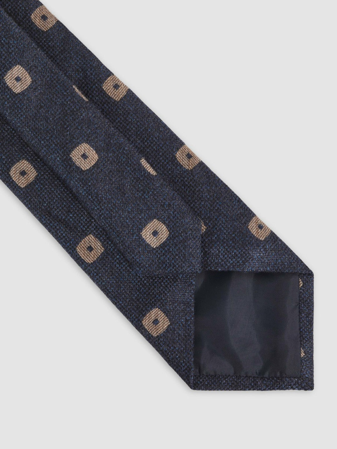 Silk-Wool Square-Medallion Tie Navy | Mens