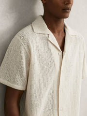 Cotton-Blend Crochet Shirt Off White | Mens