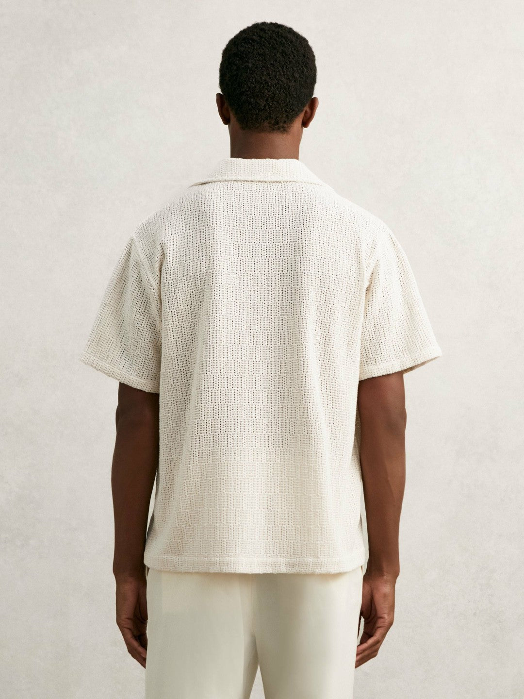 Cotton-Blend Crochet Shirt Off White | Mens