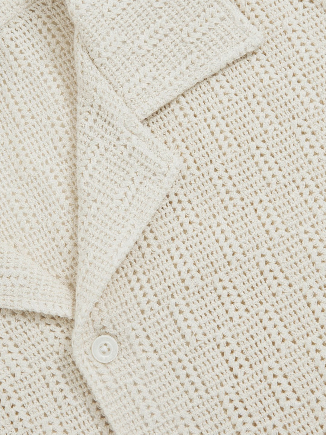 Cotton-Blend Crochet Shirt Off White | Mens