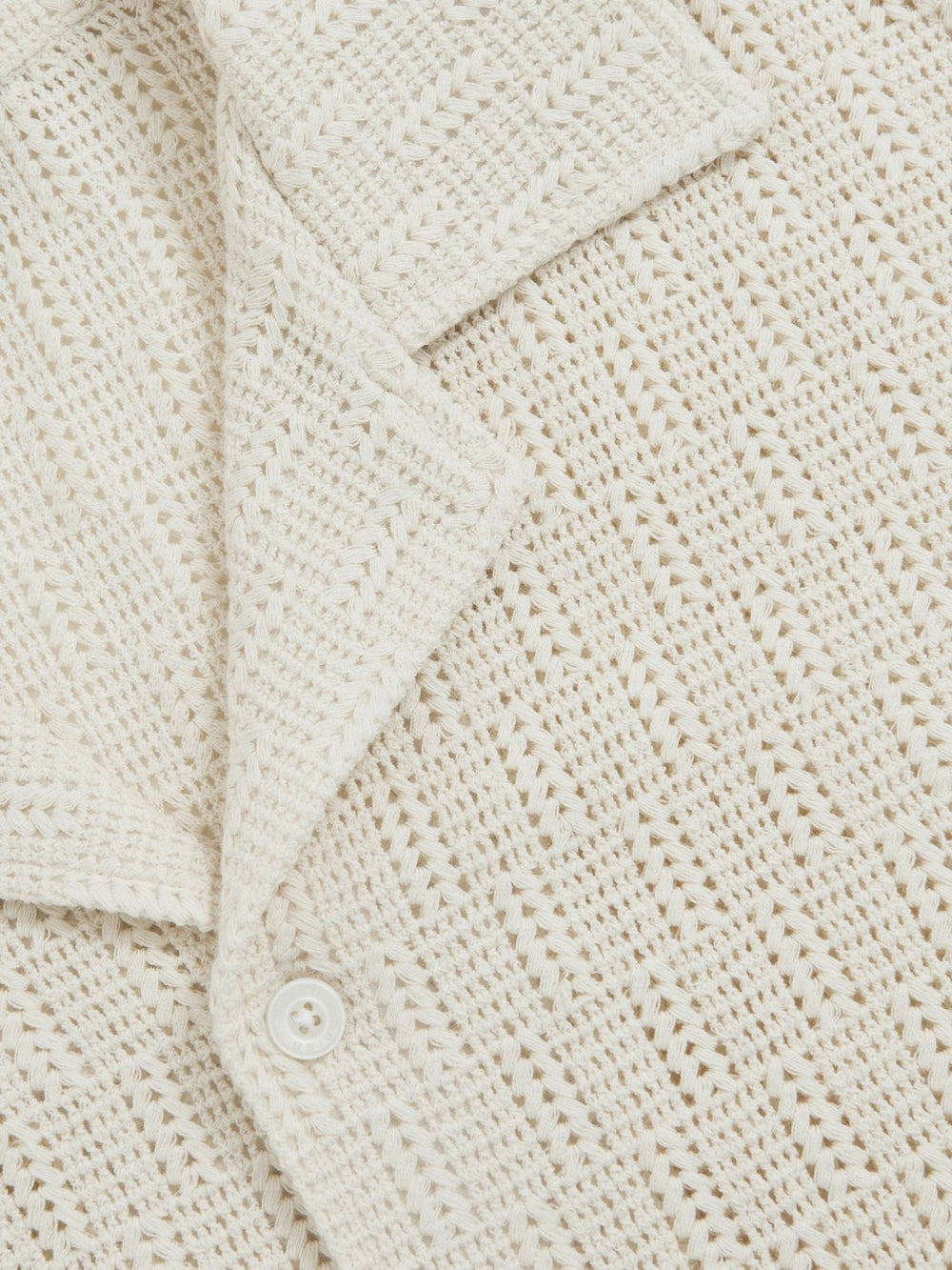 Cotton-Blend Crochet Shirt Off White | Mens