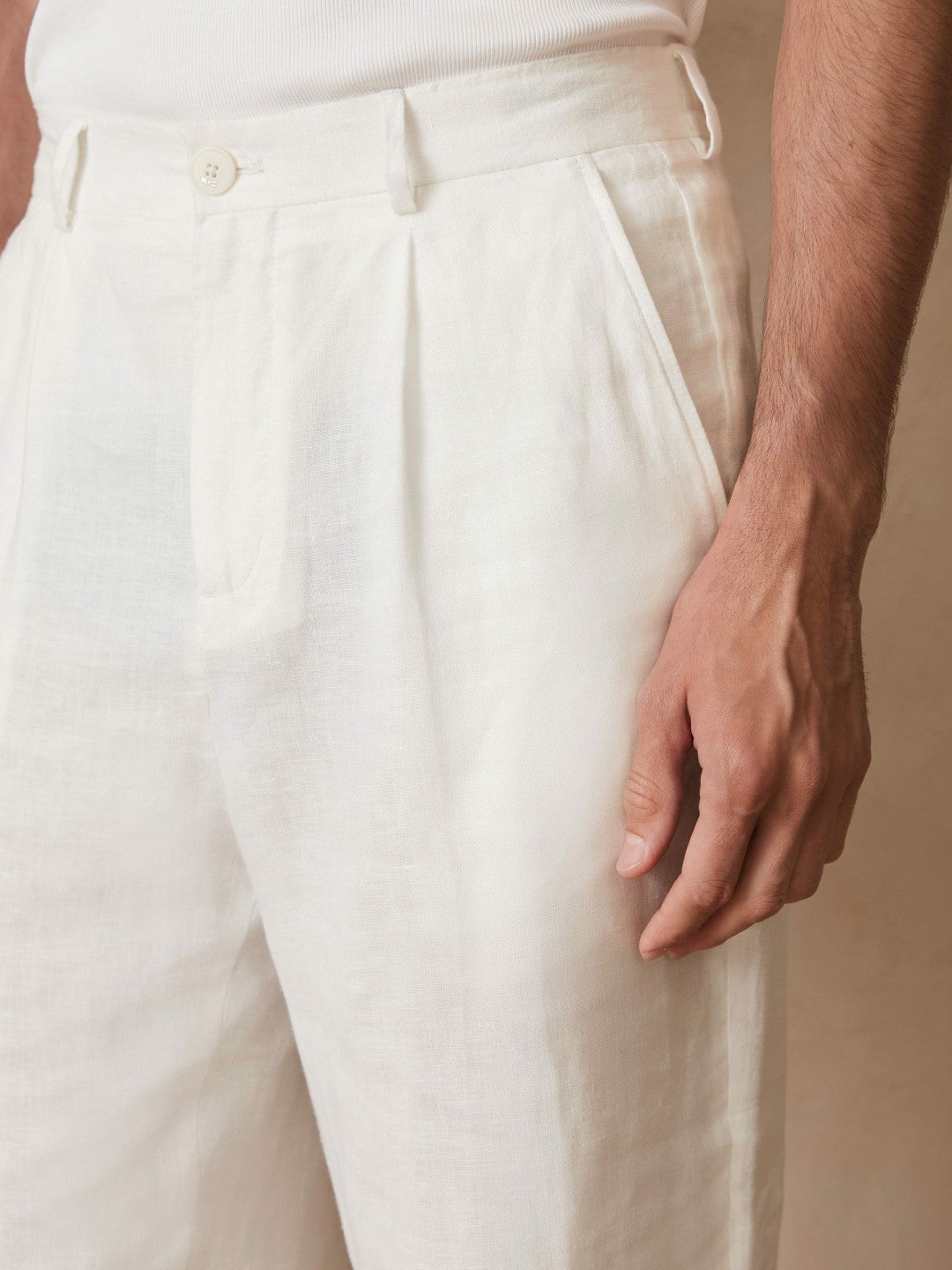 | Ché Linen Wide-Leg Trousers White | Mens
